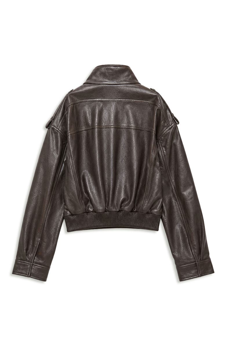 Angele Faux Leather Bomber Jacket, Alternate, color, COFFEE