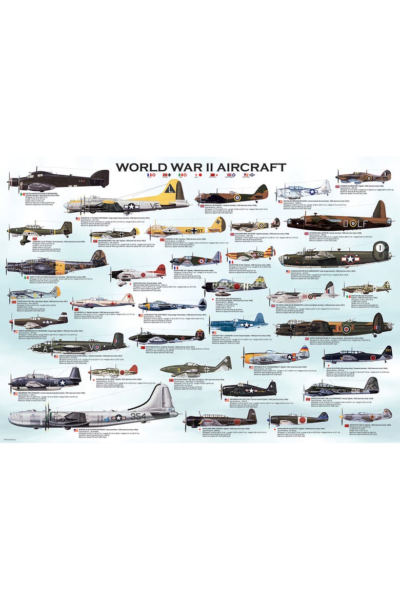 World War II Aircraft 1000 Piece Puzzle, Alternate, color, Multicolored