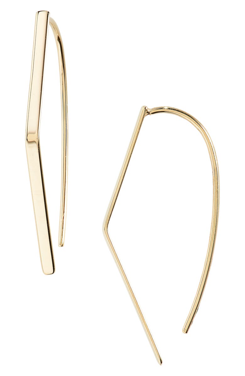 LANA 14K Gold Small Flat Geometric Hooked On Hoop Earrings, Main, color, 