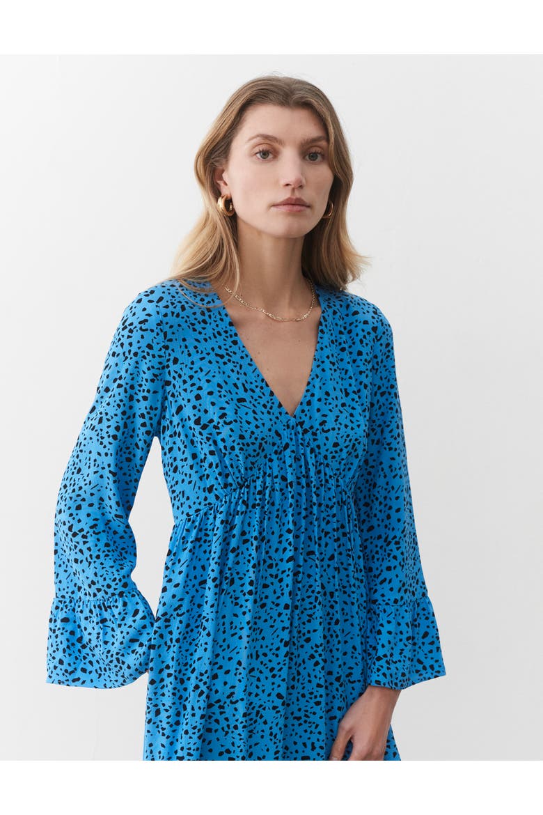 Laura V-Neck Animal Print Midi Dress, Alternate, color, Blue Animal