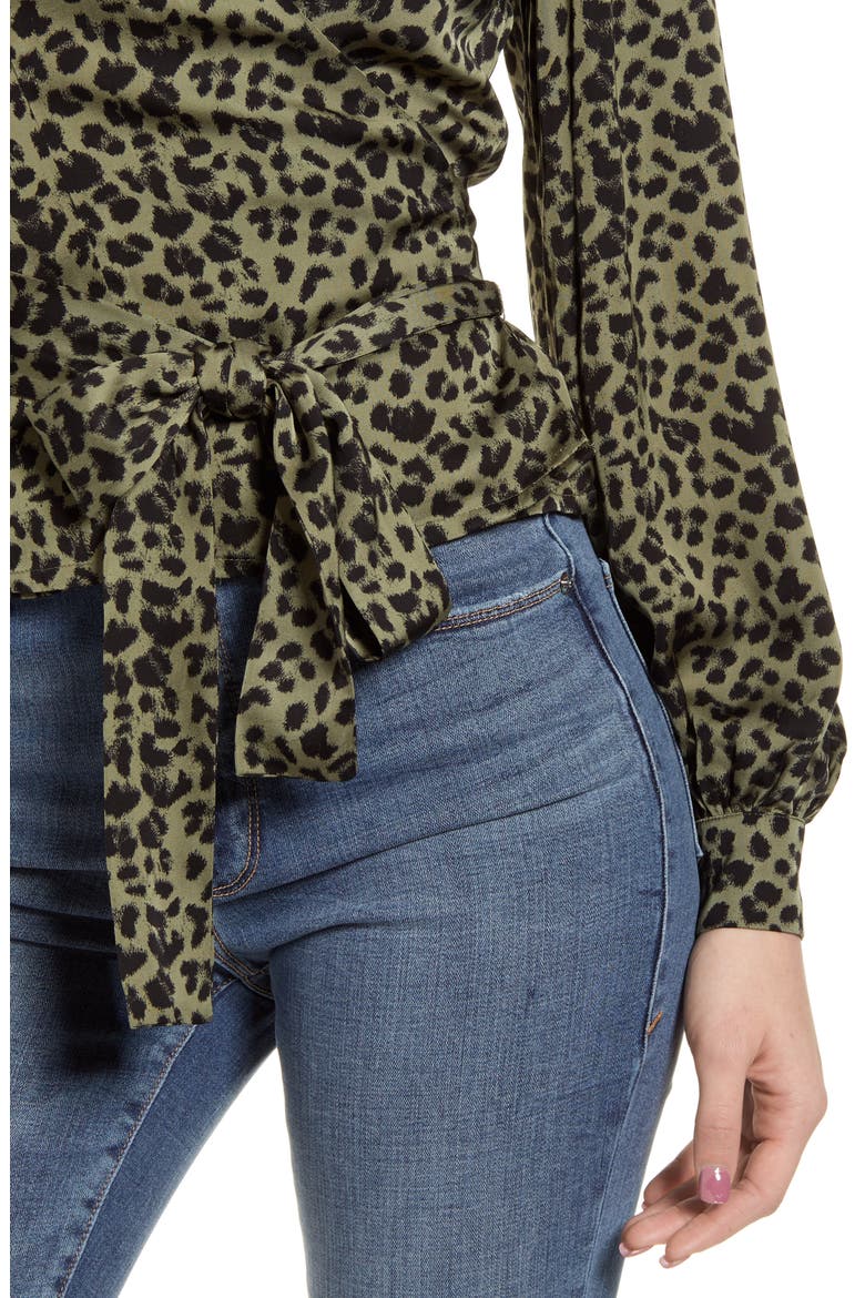 Long Sleeve Wrap Top, Alternate, color, SAGE LEOPARD001