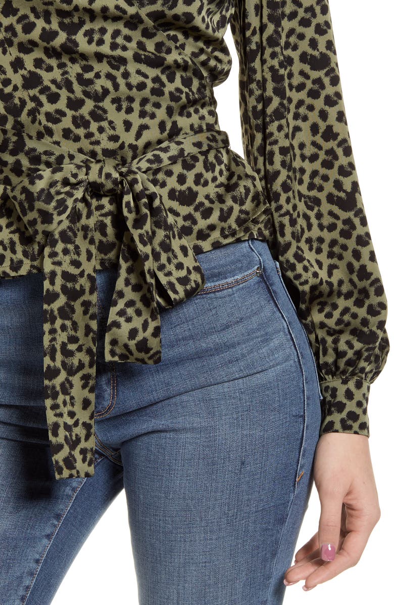 Good American Long Sleeve Wrap Top, Alternate, color, 