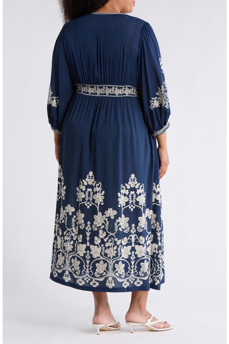 V-Neck Maxi Dress, Alternate, color, SAPPHIRE/ CREAM