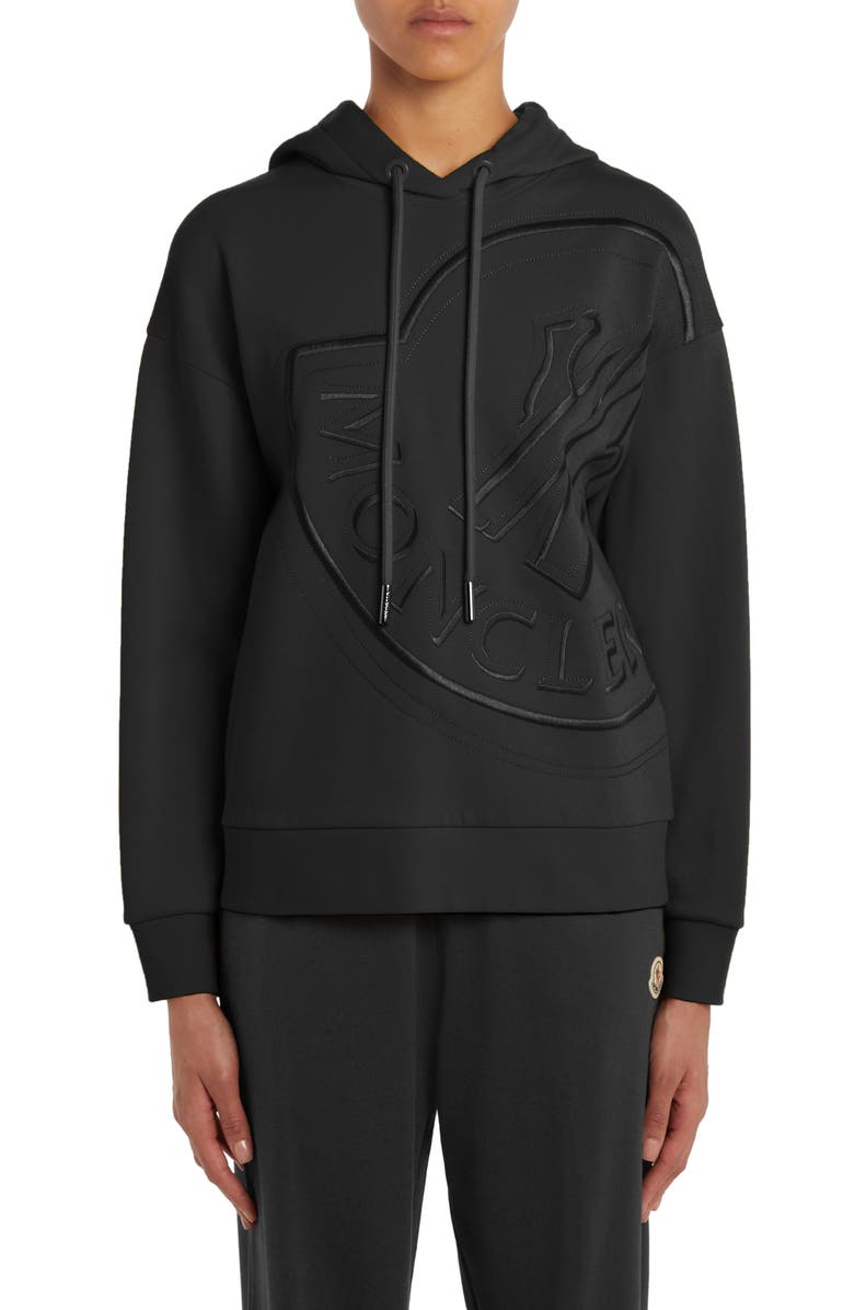 Moncler Oversize Embroidered Logo Hoodie, Main, color, 