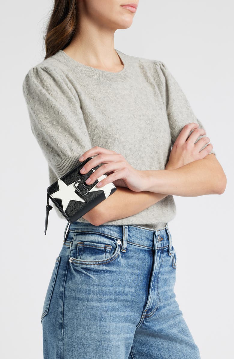 Marc Jacobs Star Graphic Mini Compact Wallet, Alternate, color, Black/ White