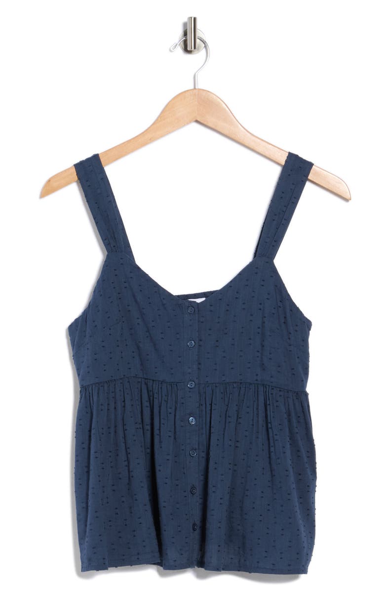 Melrose and Market Clip Dot Button-Up Tank, Alternate, color, Navy Dipper