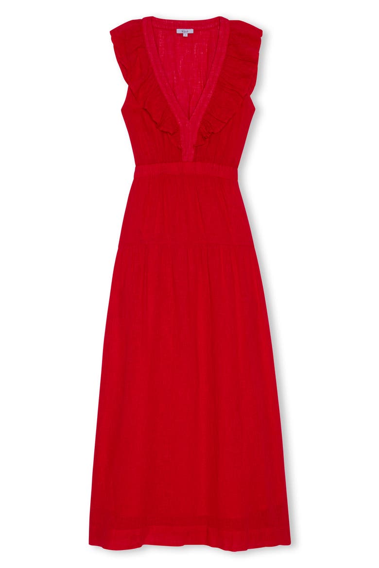 Beaux Linen Blend A-Line Dress, Alternate, color, TOMATO