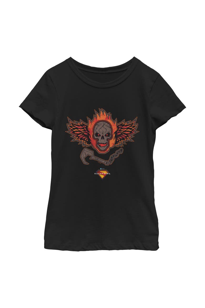 Girl's Supergirl Ruthless and Feared Logo  Graphic T-Shirt, Main, color, Black