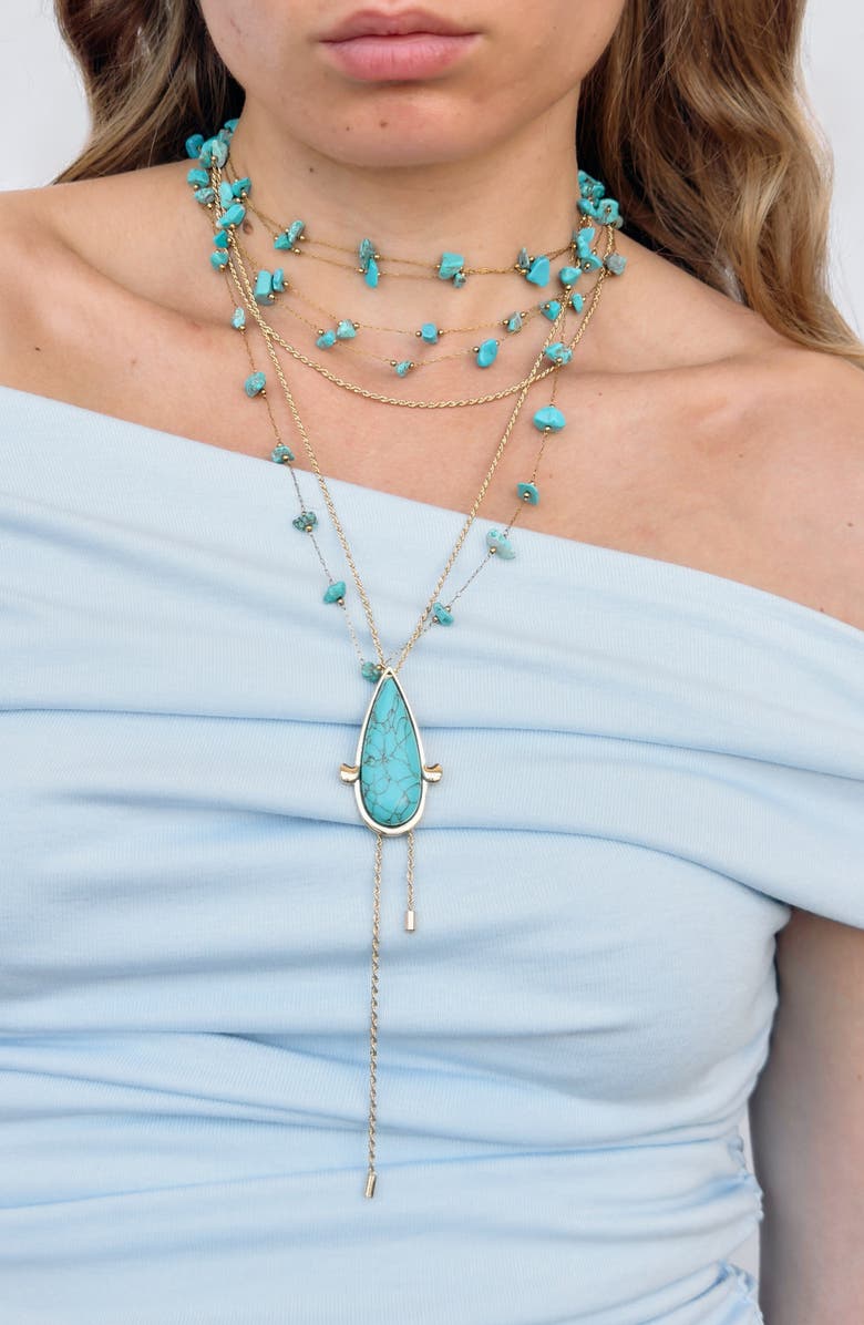 Petit Moments Paloma Layered Necklace, Alternate, color, Gold/ Turquoise