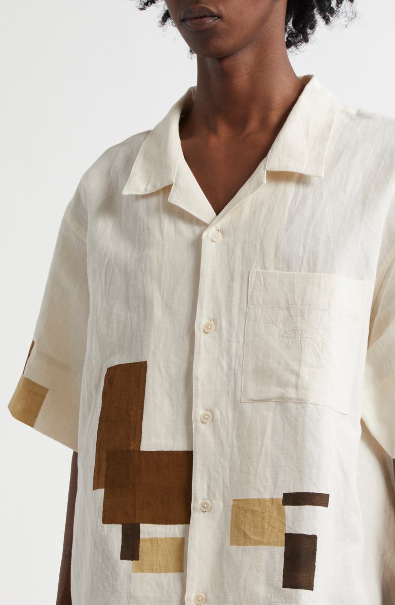 Story mfg. Greetings Cotton & Linen Button-Up Shirt, Alternate, color, 