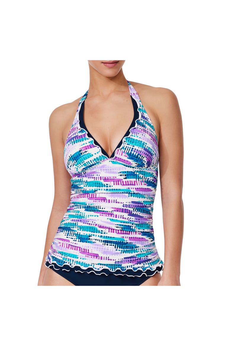 Canva Tricolore Halter Tankini Top, Main, color, Multi-Blue