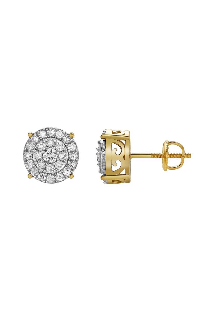 LuvMyJewelry Eirlys 10K Yellow Gold Cluster Diamond Unisex Earrings - 0.77 Cts, Alternate, color, 10K Yellow Gold