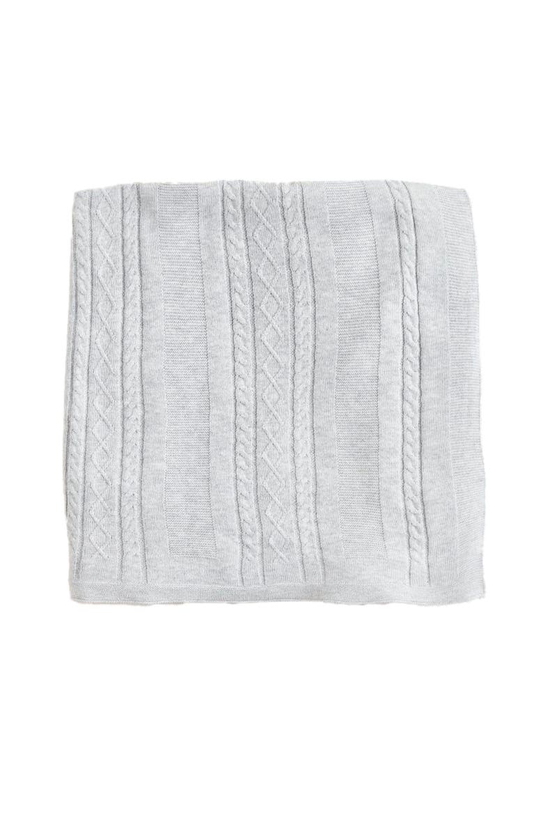 Premium Cotton My First Knit Knitted Blanket for Infant, Main, color, Grey