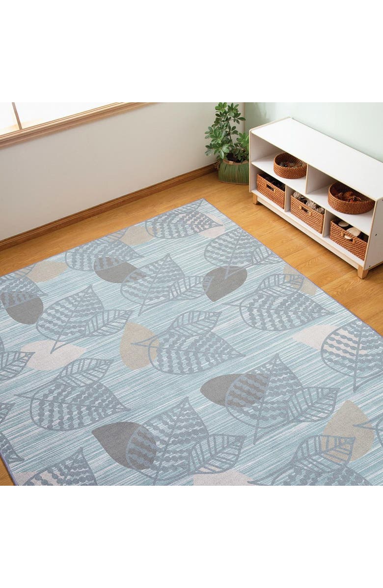 Kaplan Early Learning Company Sense of Place Leaf Carpet - Blue - 4' x 6' Rectangle, Alternate, color, Blue