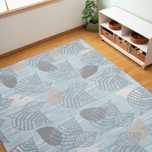 Kaplan Early Learning Company Sense Of Place Blue Leaf Carpet In Blue