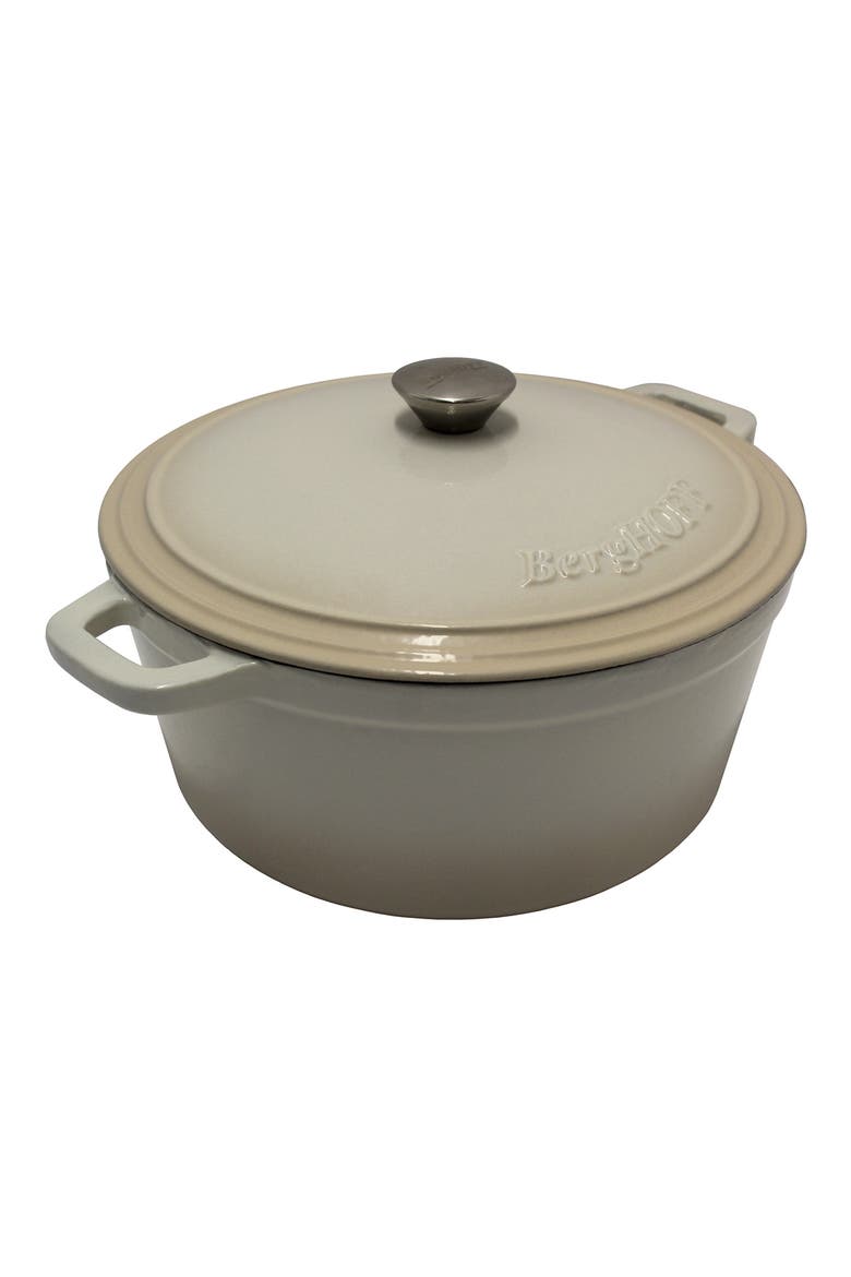 International Neo 7-Quart Cast Iron Round Covered Dutch Oven, Alternate, color, CREAM