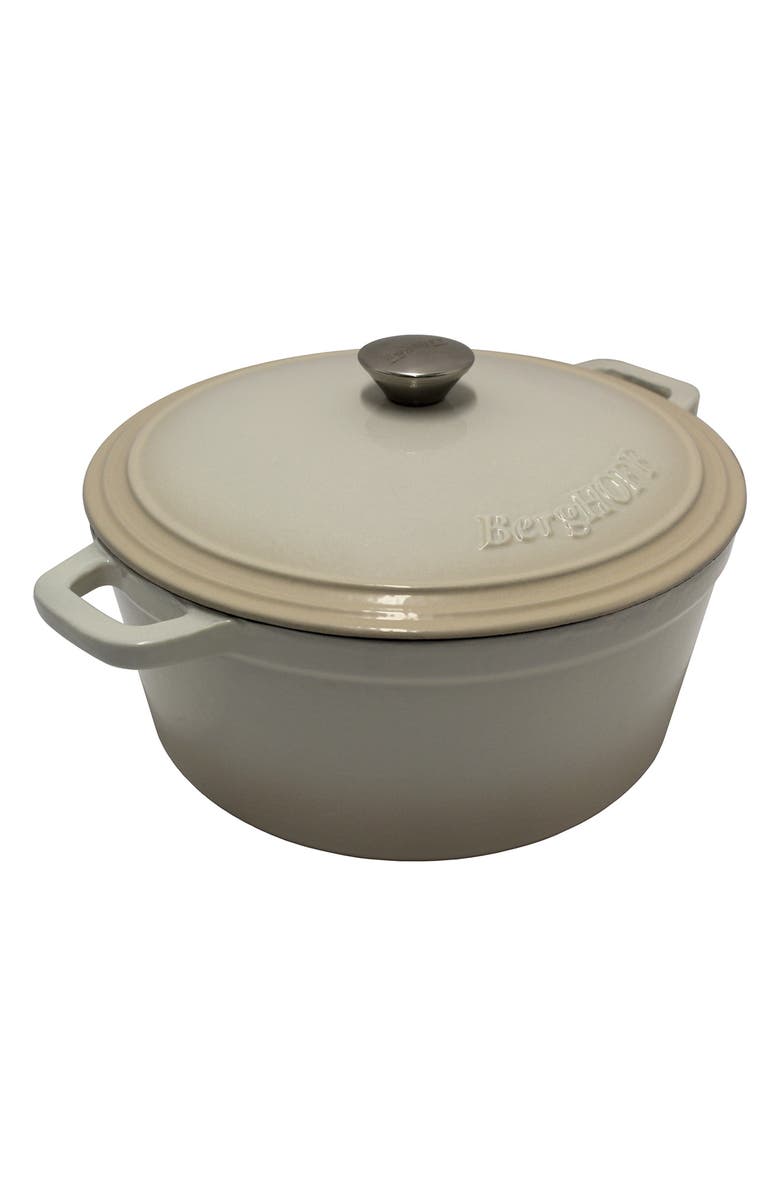 BergHOFF International Neo 7-Quart Cast Iron Round Covered Dutch Oven, Alternate, color, Cream