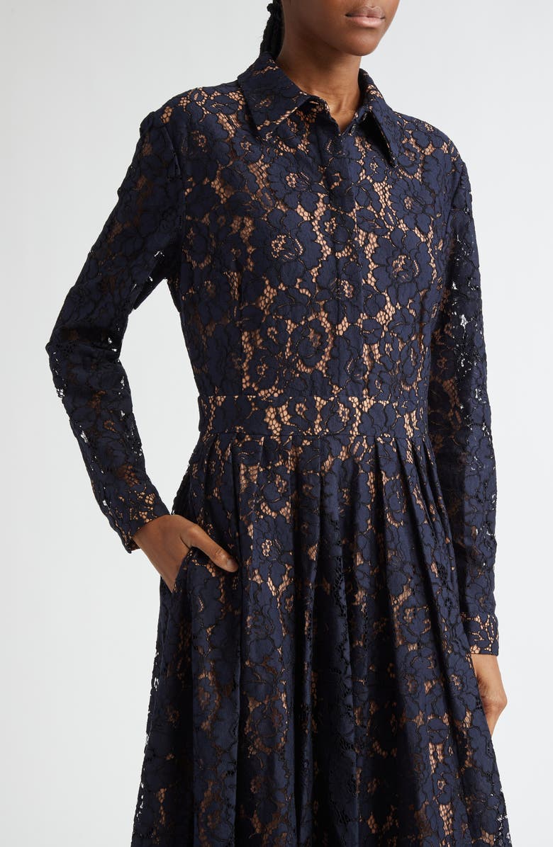 Michael Kors Collection Anna Long Sleeve Floral Lace Shirtdress, Alternate, color, 