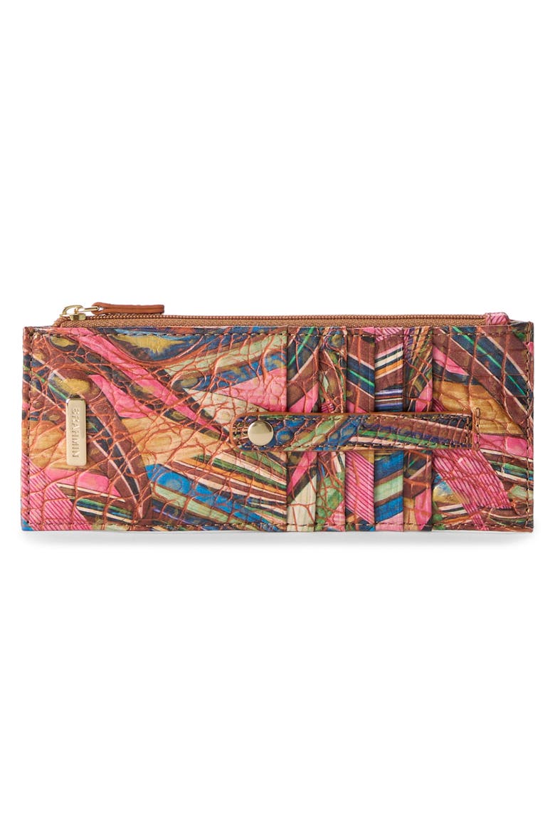 Muse Melbourne Croc Embossed Leather Card Wallet, Main, color, SUNLEAF