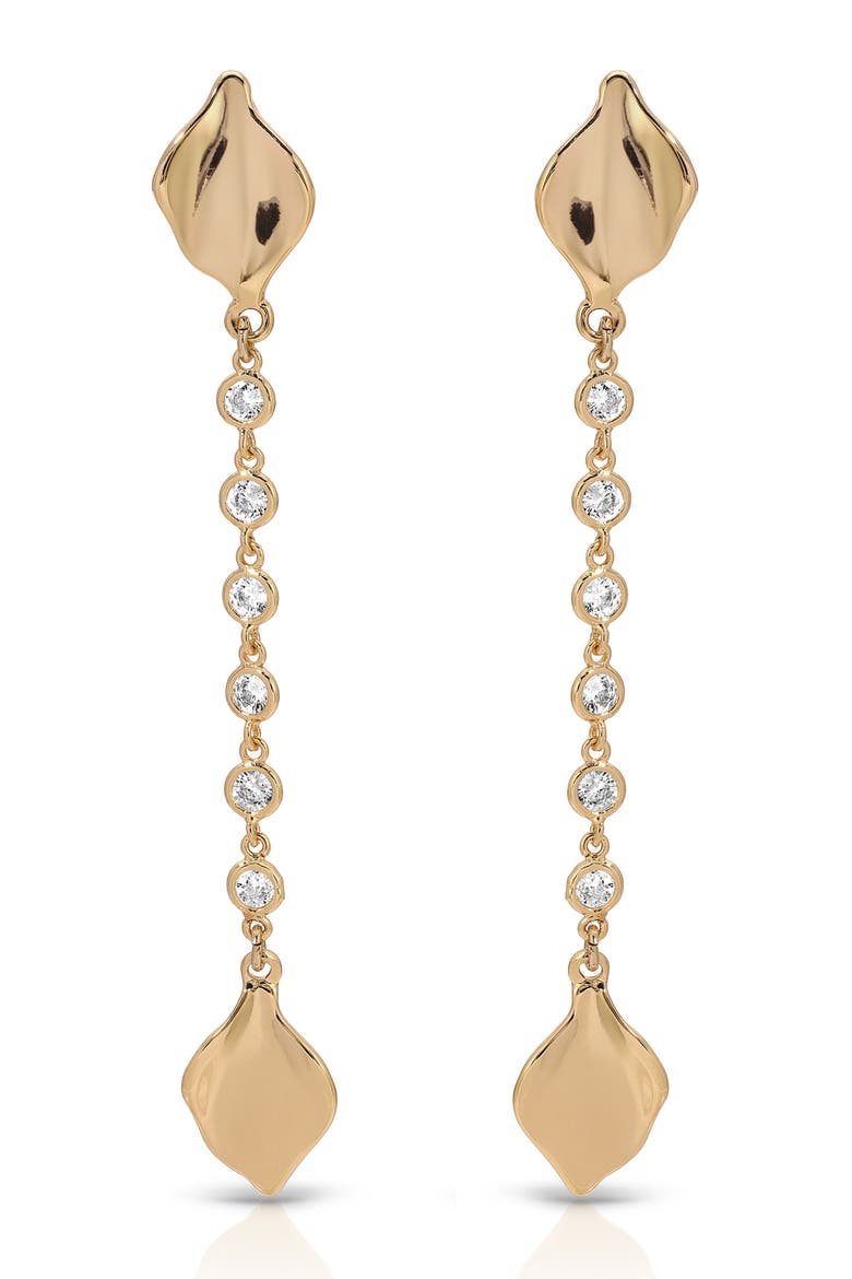 Crystal Bloom Linear Drop Earrings, Alternate, color, GOLD