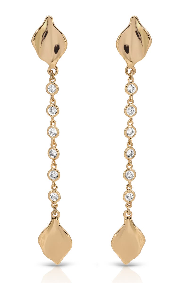 Ettika Crystal Bloom Linear Drop Earrings, Alternate, color, Gold