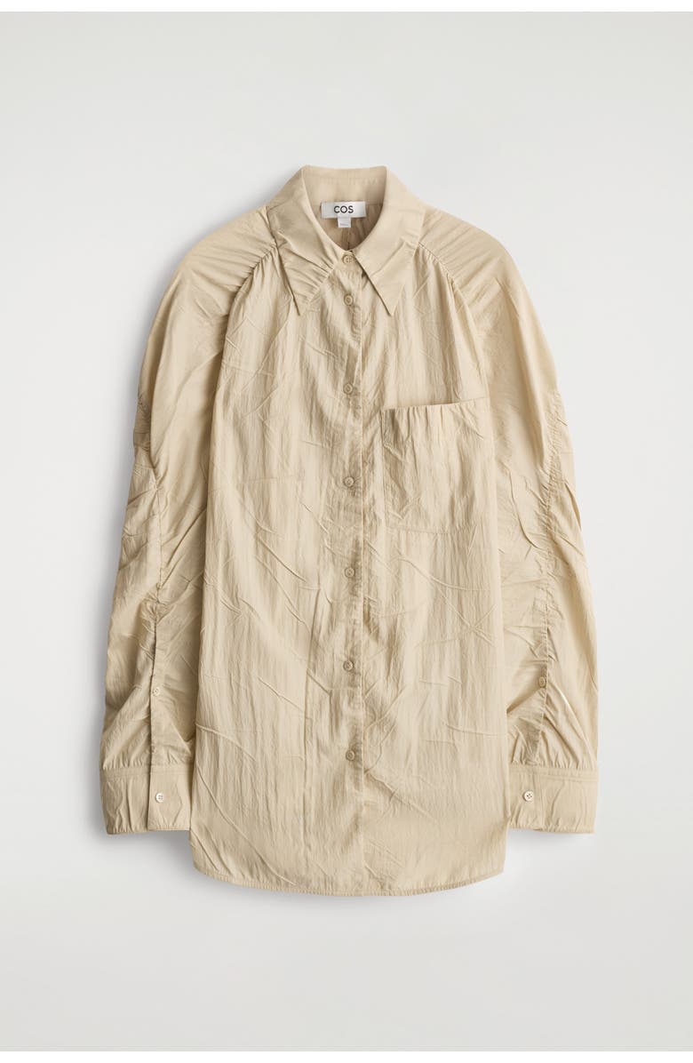 COS Crinkled-Silk Shirt, Alternate, color, Light Beige