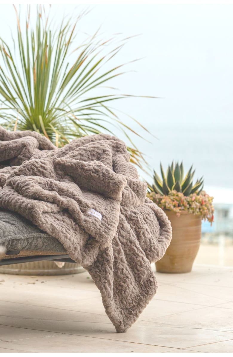Sea To Me Blankets Napa Valley Nirvana Faux Fur Throw Blanket, Alternate, color, Taupe