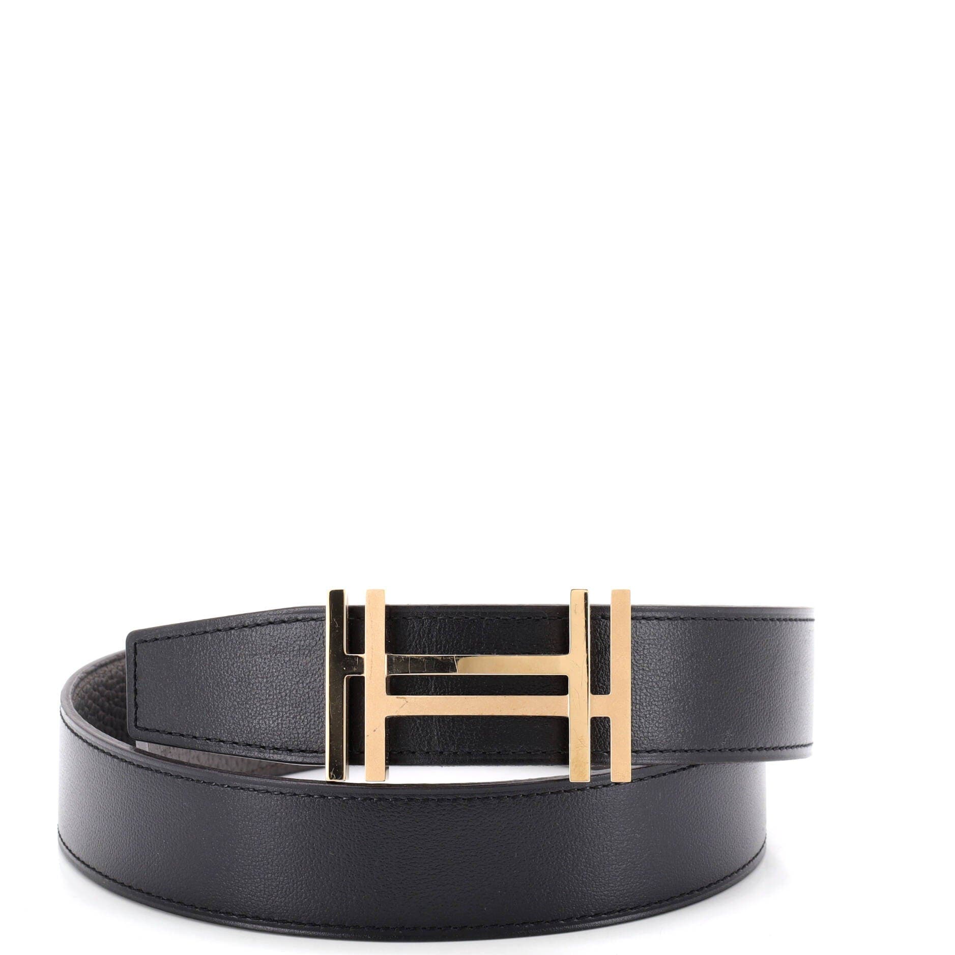 H Au Carre Reversible Belt Leather Medium, Main, color, Black