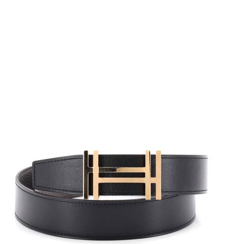 H Au Carre Reversible Belt Leather Medium