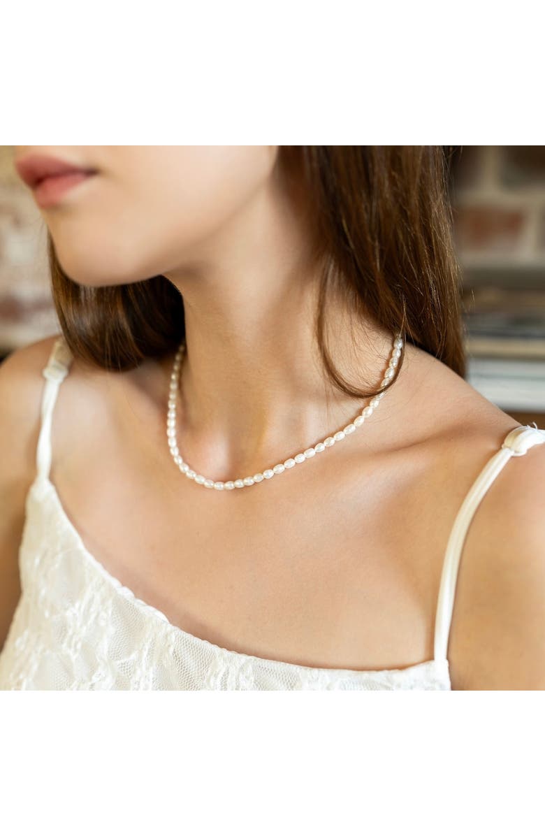 Spero London Natural Freshwater Real Seed Pearl Strand Necklace, Alternate, color, Silver