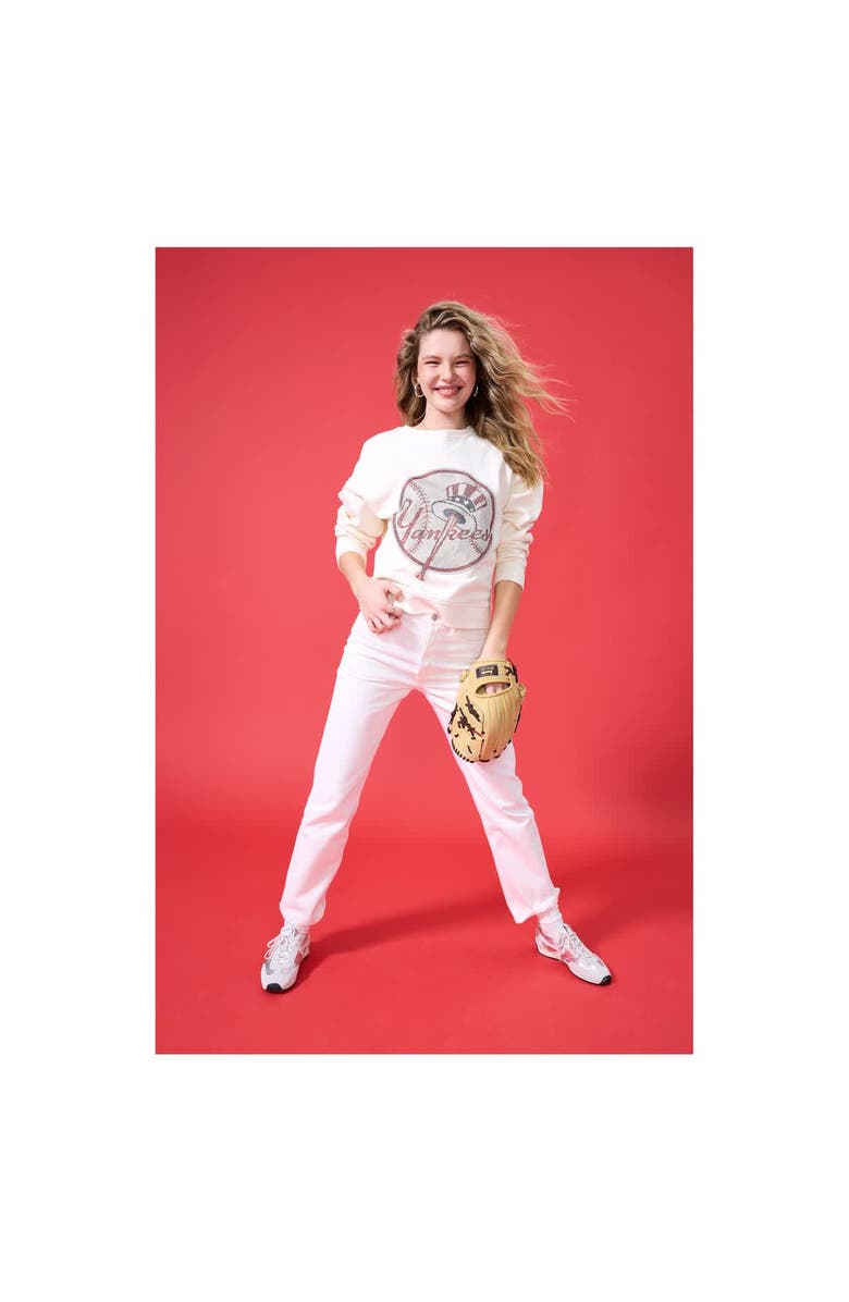Terez Women's Terez Cream New York Yankees Oversized Gemstone Logo Sweatshirt, Alternate, color, Cream
