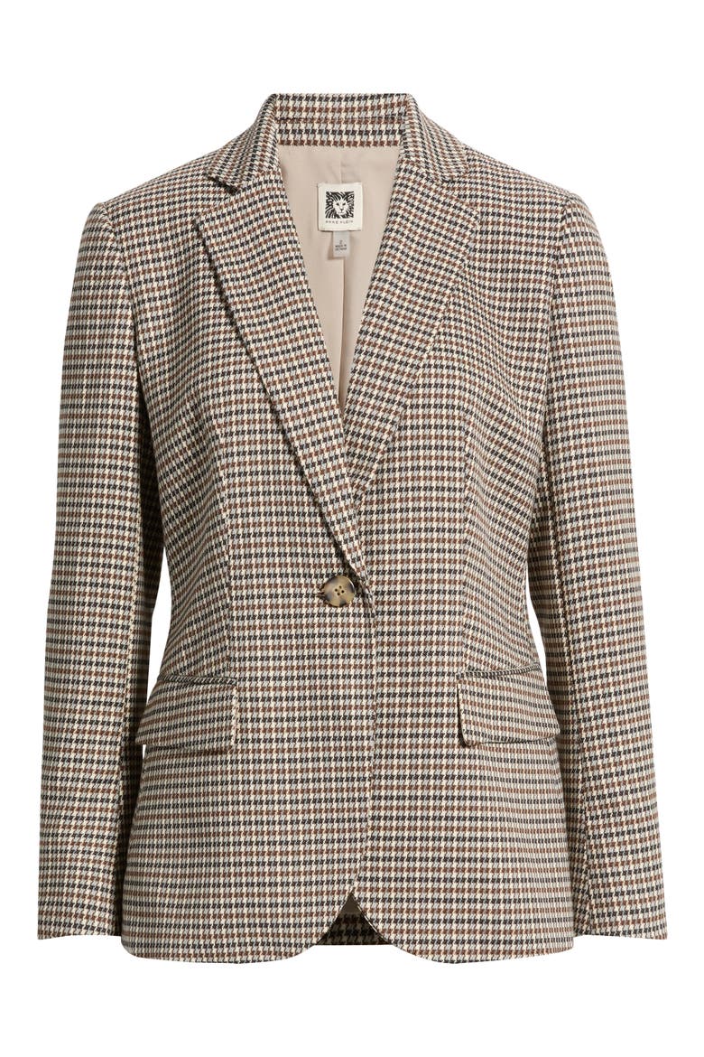 Plaid One-Button Blazer, Main, color, ANNE BLACK MULTI