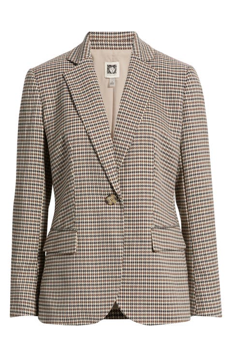 Plaid One-Button Blazer