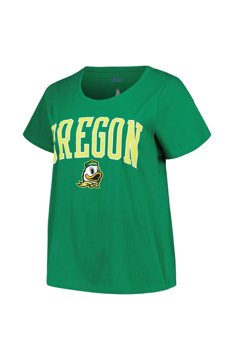 PROFILE Women's Profile Green Oregon Ducks Plus Size Arch Over Logo Scoop Neck T-Shirt, Alternate, color, 