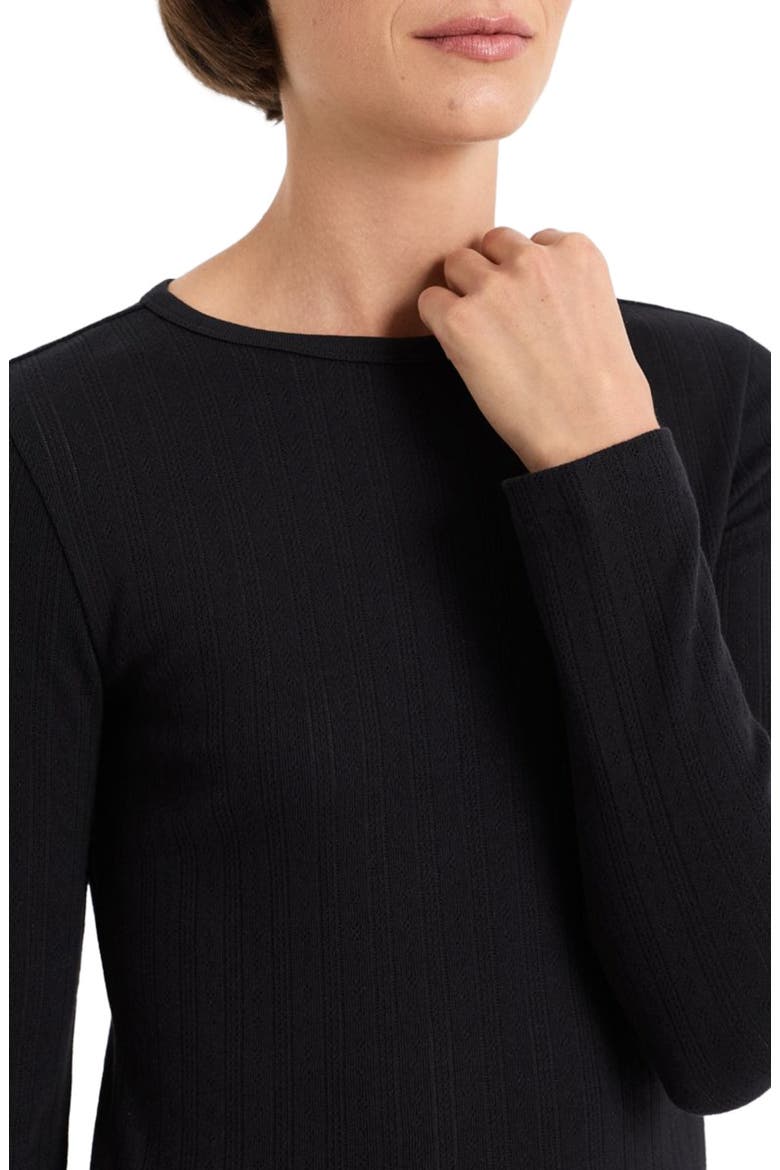 Organic Cotton Pointelle Long Sleeve Tee, Alternate, color, Black