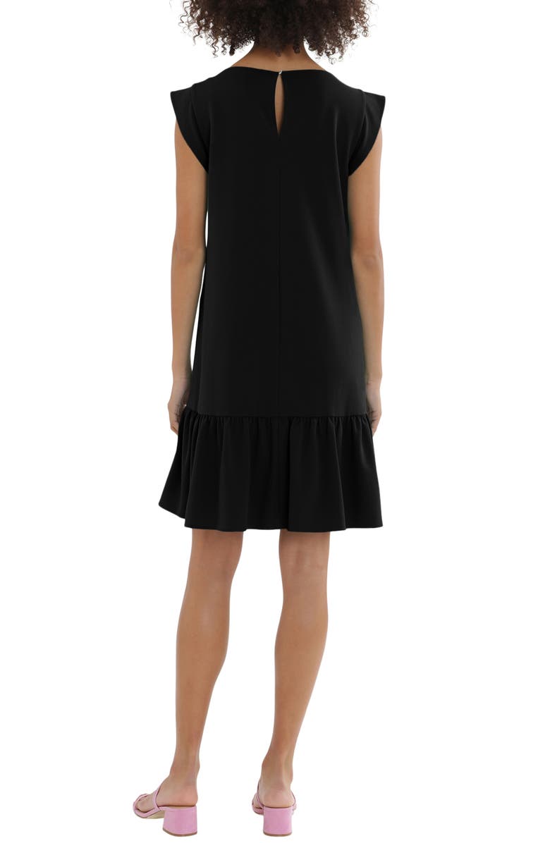 Maggy London Boatneck Cap Sleeve Ruffle Hem Crepe Shift Dress, Alternate, color,