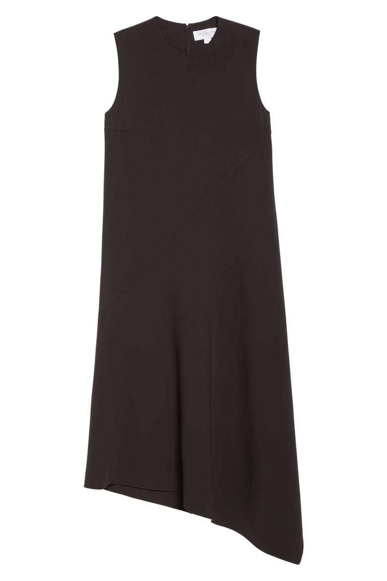 Asymmetric Sleeveless Wool Stretch Crepe Shift Dress, Alternate, color, CHOCOLATE