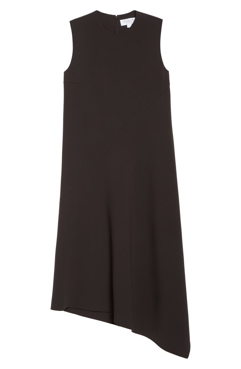 Michael Kors Collection Asymmetric Sleeveless Wool Stretch Crepe Shift Dress, Alternate, color, Chocolate