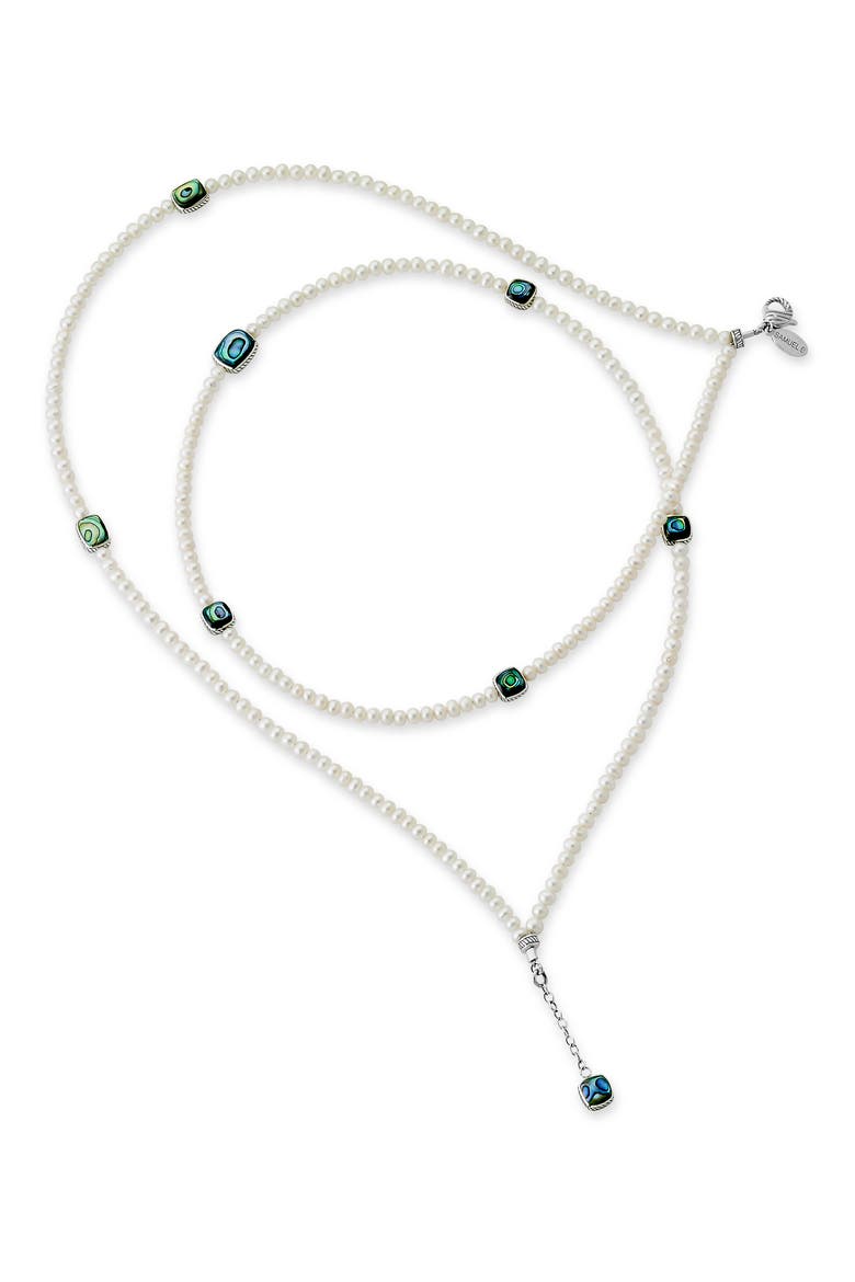 Freshwater Pearl & Abalone Bead Necklace, Main, color, WHITE
