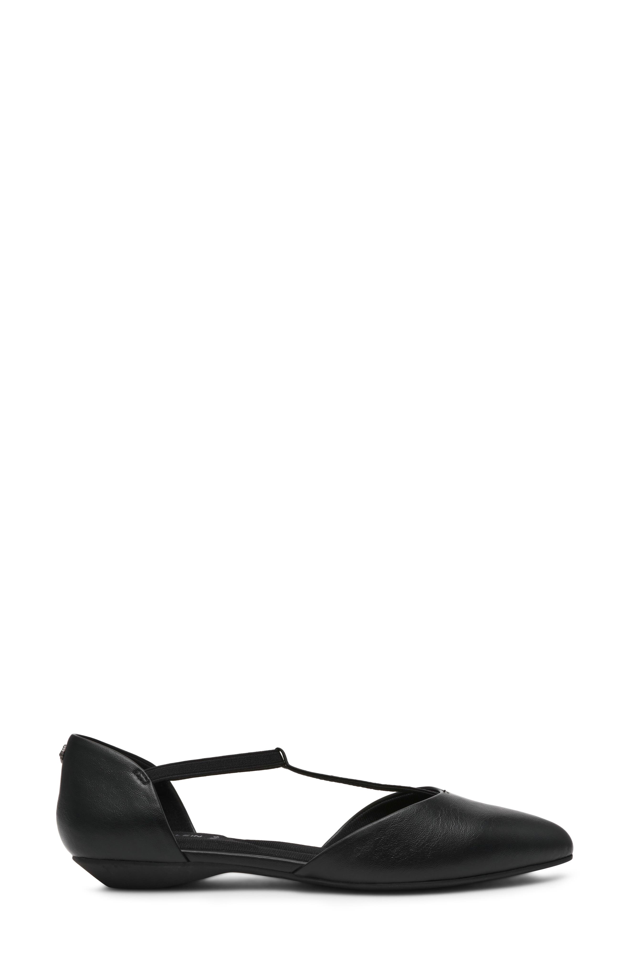 Anne Klein Okorie T-Strap Flat, Alternate, color, Black Nappa