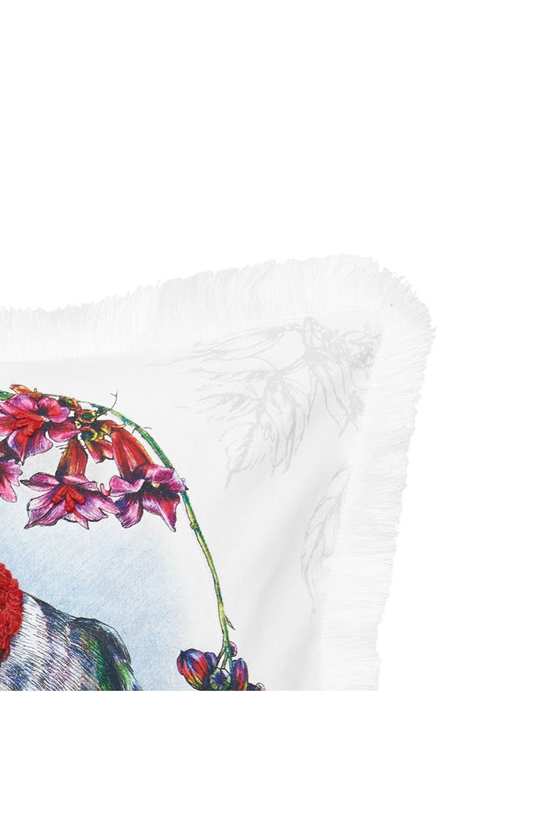 Botanical Hummingbird HD Printed Cotton Blend Accent Throw Pillow 18" x 18", Alternate, color, White