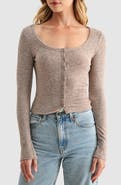 Lush Long Sleeve Button Front Knit Top