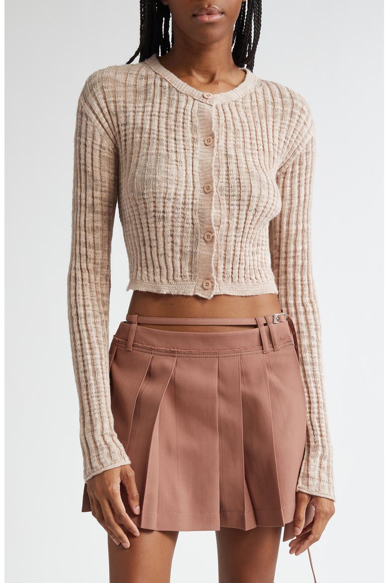 Kiko Rib Linen Blend Cardigan, Main, color, DUSTY PINK