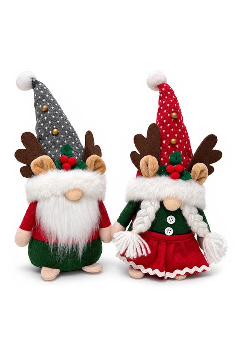 Woodland Reindeer Antlers Christmas Plush Gnome Set