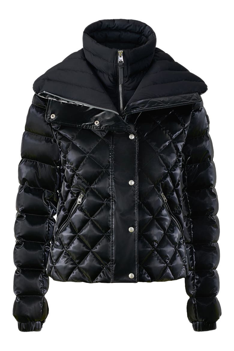 Yvette Waterproof Quilted Down Jacket with Removable Bib Insert, Alternate, color, BLACK