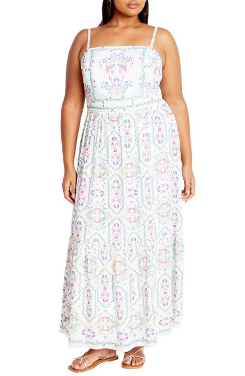 Mira Print Sleeveless Maxi Dress (Plus)