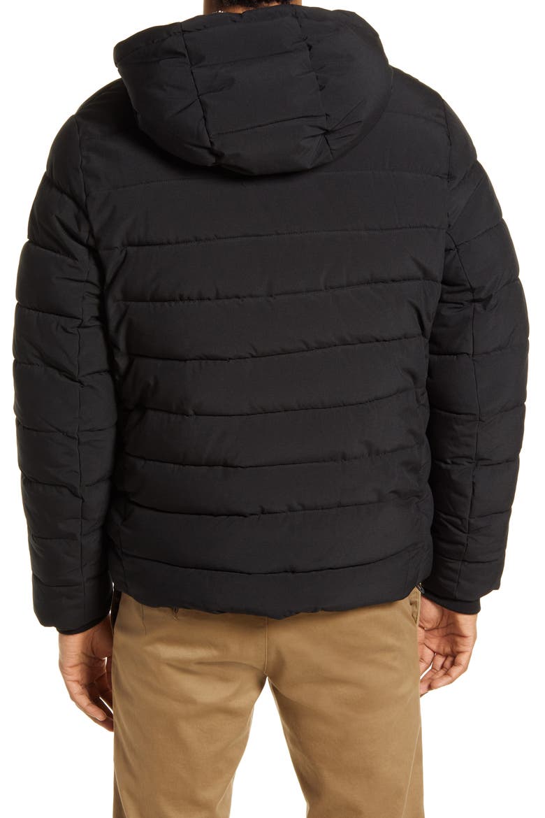 High Pile Fleece Lined Hooded Puffer Jacket, Alternate, color, BLACK