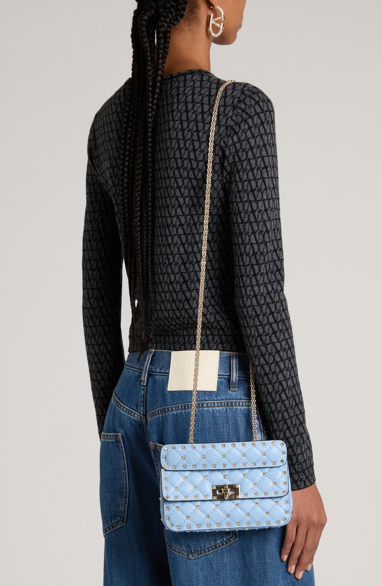 Valentino Garavani Small Rockstud Spike Leather Shoulder Bag, Alternate, color,
