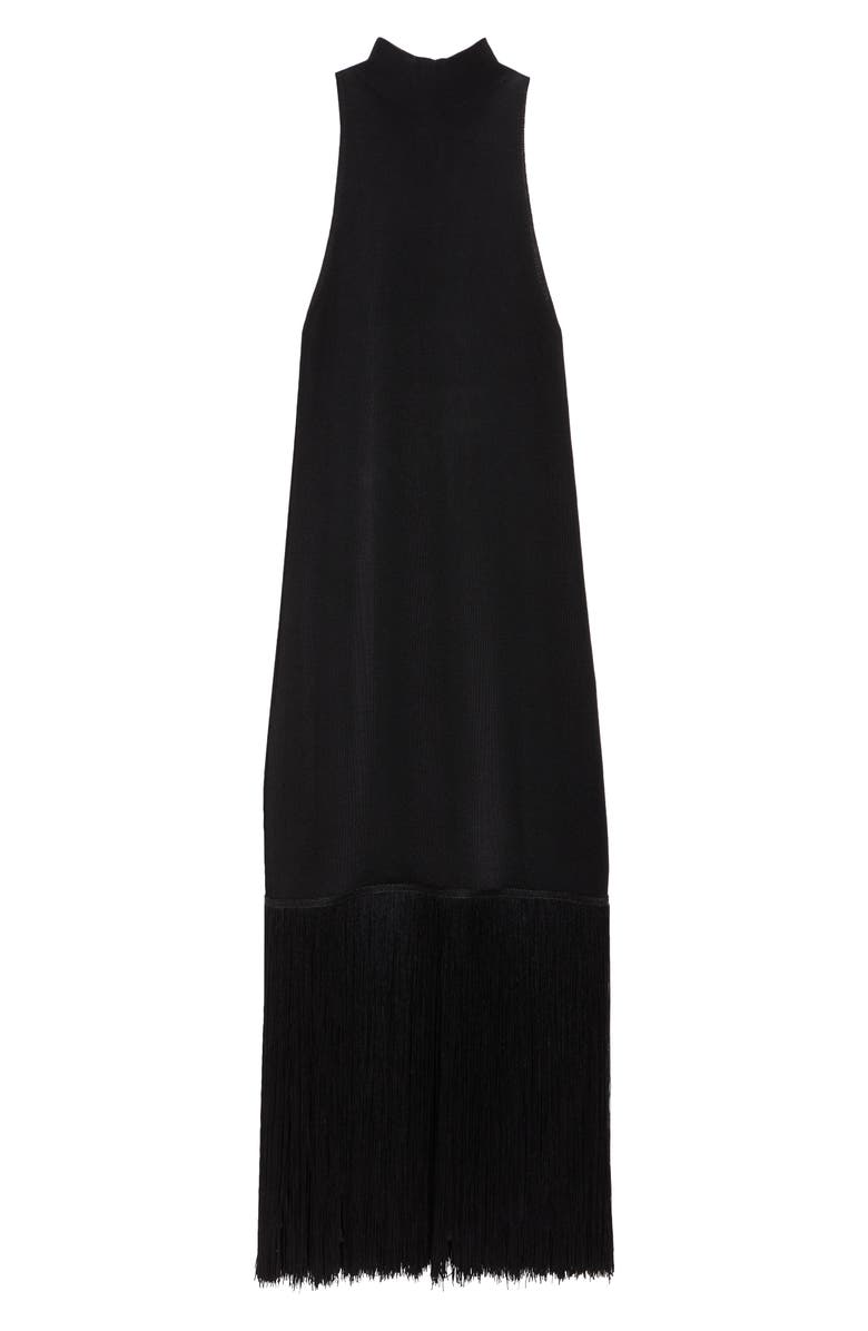 Altuzarra Cash Fringe Hem Midi Dress, Alternate, color, 000001 Black
