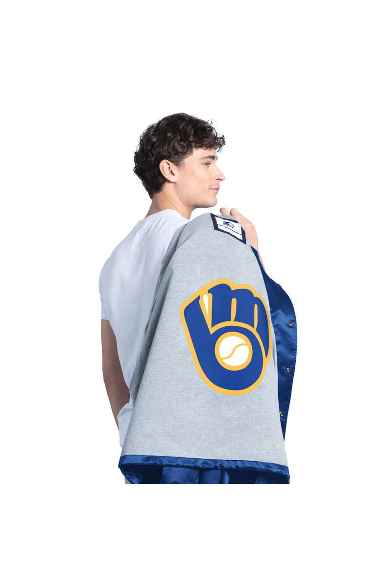 STARTER Men's Starter  Royal Milwaukee Brewers Cooperstown Collection Point Man Full-Snap Coaches Jacket, Alternate, color, Royal